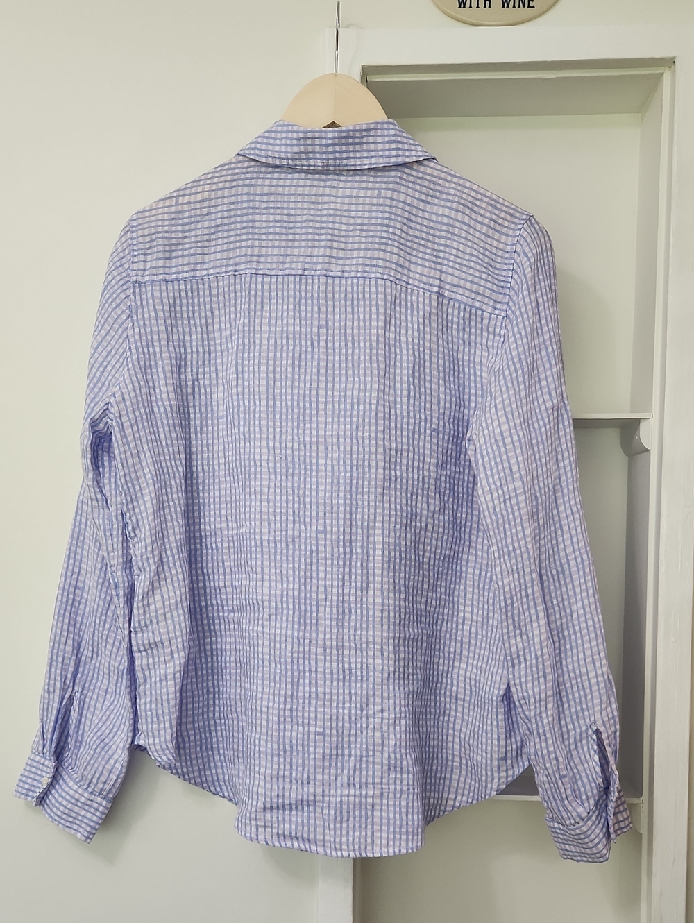 Lilly Pulitzer Sea View Linen Button Down Top in Lilac Verbena Gingham Size M - Picture 10 of 16